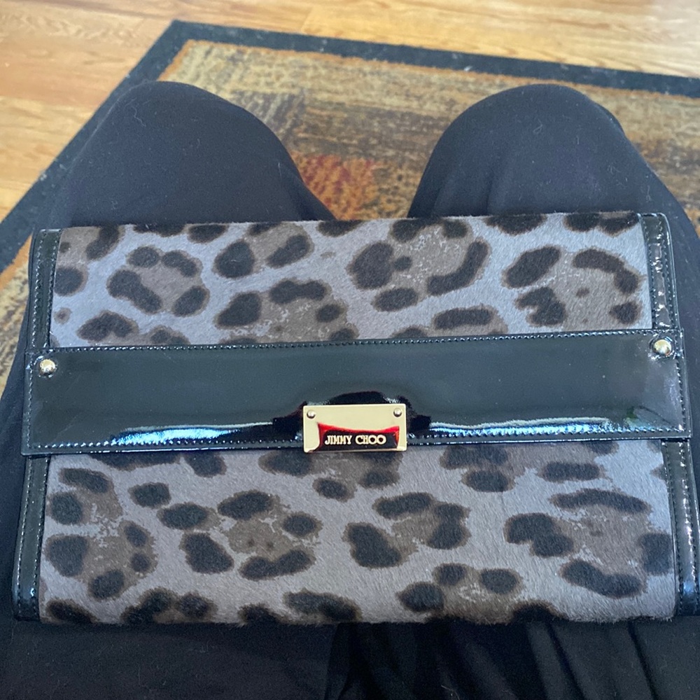 Jimmy Choo Leopard Print Ponyhair Clutch